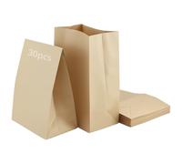 QWORK® 30Pcs Brown Kraft Paper Bags, 30.5 x 20 x 12.5 cm Brown Gift Bags, for Weddings, Candy & Parties