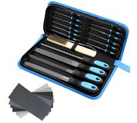 QWORK® 30Pcs Professional Metal File Set - 4 Large Files, 12 Needle Files, Riffler File, Steel Brush,12 Sandpapers, Includes Carrying Case - for Wood, Metal &D IY Project