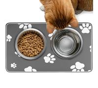 QWORK® 30x50cm Water Absorbent Pet Feeding Mat, Pet Food Bowl Placemat, Easy Clean Feeder Mat for Dogs & Cats, Anti-Slip, Gray
