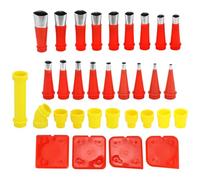 QWORK 32 Pcs Caulk Finisher Kit - Stainless Steel Caulking Nozzle Tips with Connection Bases for Professional Sealing