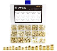 QWORK® 380PCS Brass Threaded Inserts Female Thread Knurled Nuts, M2 M2.5 M3 M4 M5 M6 Embedment Nuts Assortment Kit for Plastic Parts 3D Printing Parts by Heat or Ultrasonic