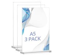 QWORK® 3Pcs A5 Acrylic Sign Stand, Double-Sided T-Shape Display Holder, Sign Holder, for Office, Store, Restaurant