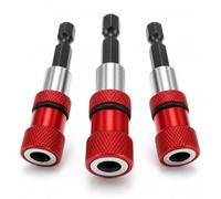 QWORK® 3pcs Dry Construction Bit Set Red, 1/4 Inch Hex Shank Magnetic Bit Holder with Depth Stroke, 60mm PH2 Screw Bits for Drywall, Wood Construction & DIY Projects