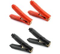QWORK® 4 Pack 100A Jump Lead Clamps, Heavy Duty Pure Copper Crocodile Alligator Clips, Car Booster Cable Battery Clamps for Auto (2 Red + 2 Black)
