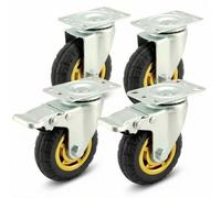 QWORK® 4 Pack 4” Heavy Duty Swivel Castor Wheels, up to 70 kg per Caster, Shock Absorption Low Noise, for Furniture Transport and Industrial Transport (2 with Brake 2 without Brake)