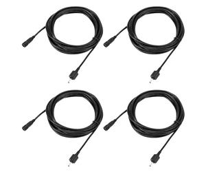 QWORK 4 Pack 4m 22AWG Black IP65 Waterproof Male to Female Garden Light Extension Cables for Path & Landscape Lighting