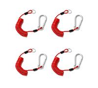 QWORK 4 Pack 6 Ft Trailer Brake Safety Cable Spring Towing Coiled Wire with Clip, Stainless Steel Spring Towing Coiled Wire for RV Trailer Emergency