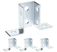 QWORK 4 Pack 8 Hole Wing Shape 90 Degree Fitting Connector Bracket - Fits 1/2" Bolts for 1-5/8" Strut Channel