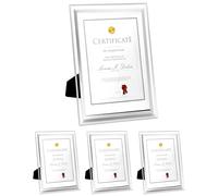 QWORK® 4 Pack A4 Glass Photo Frame Certificate Frame Freestanding or Wall Mounting for Displaying Family Photos Pictures Certificates and more (Silver)
