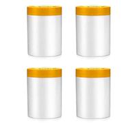 QWORK® 4 Pack Adhesive Dust Sheet Roll, 55cm x 30m Self-Adhesive Masking Film Rolls Plastic Sheets for Spraying Painting Decorating