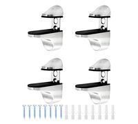 QWORK® 4 Pack Adjustable Glass Shelf Brackets, Wall Mounted Zinc Alloy Shelf Support for 3-20 mm Thickness Glass