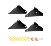 QWORK® 4 Pack Black Floating Shelf Bracket, Wall Mounted Triangle Support Hidden Shelf Bracket with Mounting Screws, 13 * 14CM(5x5.5 Inch)