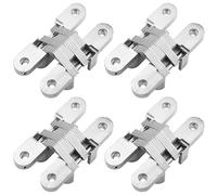 QWORK® 4 Pack Cross Hinge, Zinc Alloy Invisible Hinges with Satin Finish for Folding Door, 3-3/4" Leaf Height, 3/4" Leaf Width, 1" Leaf Thickness, Including Screws,Load Bearing: 40KG