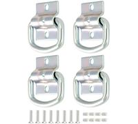 QWORK® 4 Pack Heavy Duty D-Rings Tie Down Anchors, Galvanized Steel Cargo Lashing Ring with Mounting Bracket and Screws for Trailers, Trucks, Boats, Kayak Securement