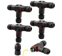 QWORK® 4 Pack IP68 Waterproof Junction Box, 3-Way Cable Connector, T-shape cable connector, Suitable for 3-12mm Cables