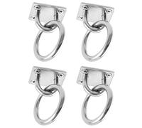 QWORK® 4 Pack M8 Tie Down Anchors, 304 Stainless Steel Eye Plates with Rings and Screws for Boat Rigging, Marine Deck Hardware and Home Use