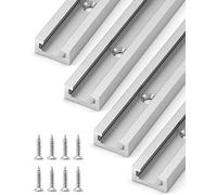 QWORK® 4 Pack T Track Rail Aluminium Extrusion, 12" 300mm, Double Cut Design, for T-bolts, Clamps, Sliding Blocks