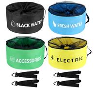 QWORK 4-Pack Waterproof RV Hose Bag Storage - Includes Fresh Water, Black Water, Electrical & Accessories Bags - Heavy-Duty Breathable Mesh, Sewer Hose Storage Bag