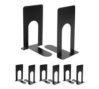 QWORK® 4 Pairs book ends for shelves, metal bookends, Black,130mm, for Office, Library Books, School Supplies, Bookracks