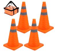 QWORK® 4 Pcs 18" Collapsible Traffic Safety Cones, Reflective Safety Cone, Pop up Road Parking Cones for Emergency Warning