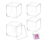 QWORK® 4 Pcs Acrylic Display Box, Storage Cubes, 10 * 10 * 10CM + 8.5 * 8.5 * 8.5CM, Clear Box With Lid, For Storing Candy, Hair Accessories, Toys
