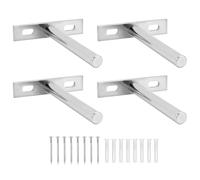QWORK® 4 Pcs Floating Shelf Bracket 4 Inch 100mm Heavy Duty Hidden Shelf Brackets with Mounting Screws for Wall Mounted Decoration Cabinet Furniture Shelf Support