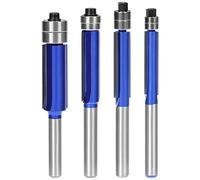 QWORK® 4 Pcs Flush Trim Router Bits Set, 1/4-Inch Shank, Cutting Diameter 1/4" 5/16" 3/8" 1/2" for solid wood, composite boards, plastic boards