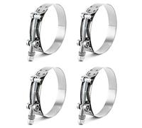 QWORK® 4 Pcs T-Bolt Hose Clamps, Car Exhaust System Clamps Stainless Steel, Clamping Range 83mm-91mm (3.27"-3.58")