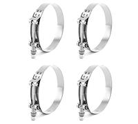 QWORK® 4 Pcs T-Bolt Hose Clamps, Car Exhaust System Clamps Stainless Steel, Clamping Range 95mm - 103mm (3.74"-4.06")