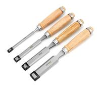 QWORK® 4-Piece Wood Chisel Set, 1/4", 1/2", 3/4" and 1" (6mm, 12mm, 19mm, 24mm) - Woodworking Hand Tools for Carpentry, with Easy-Grip Handles