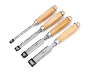 QWORK® 4-Piece Wood Chisel Set, 1/4", 1/2", 3/4" and 1" (6mm, 12mm, 19mm, 24mm) - Woodworking Hand Tools for Carpentry, with Easy-Grip Handles