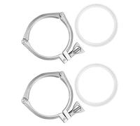 QWORK 4" Three Segment Sanitary Clamp, 2 Sets, 304 Stainless Steel, Tri-Clamp, 4" Clamp Fitting, Silver, Sanitary Fitting