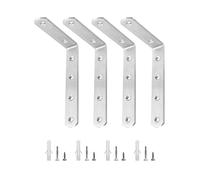 QWORK 4 x Corner Brackets for Brackets, 90 Degree Stainless Steel, 150 x 100 x 4 mm, with Fixing Screws, WD9529