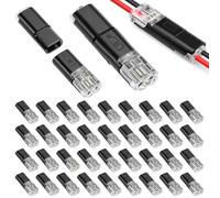 QWORK® 40 Pcs 2 Pin Automotive Wire Connectors, Quick Crimp Plug and Socket Terminals for 18-22 AWG Wires - Waterproof 12V 24V Electrical Joint for Car, Truck, LED Lighting & Marine Wiring