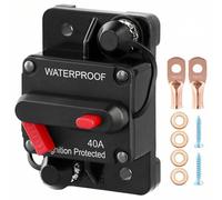 QWORK® 40A Car Circuit Breaker, Auto Audio Inline Fuse Holder 12V-48V DC, Manual Reset Button, for Car Marine Boat Solar Inverter System Protection