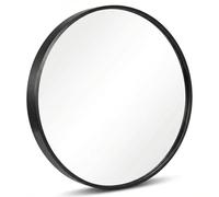 QWORK® 40cm Round Wall Mirror Black Mirror for Home Decor Bedroom Bathroom Hallway - HD Explosion-Proof Glass - Aluminum Alloy Frame