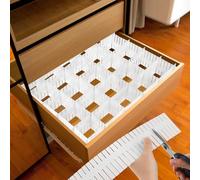 QWORK® 40Pcs Adjustable Drawer Dividers, 14.57x2.76 Inch/ 37x7cm White Drawer Separators, for Dresser, Kitchen, Bedroom, Wardrobe