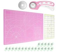 QWORK® 45mm Rotary Cutter for Fabric Set, A3 Cutting Mat, Replacement Blades, Fabric Clips and Patchwork Ruler, for Schools Families