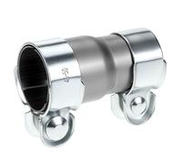 QWORK® 45mm to 51mm Exhaust Clamp Pipe Connector, Stainless Steel, Double Clamp Exhaust Pipe, No Welding Required