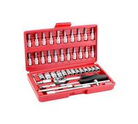 QWORK® 46 Piece 1/4" Ratchet Socket Wrench Set, Socket Wrench Set with Storage Case for Auto Repair