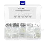 QWORK® 460 PCS 2.54mm JST-XH Connector Kit, 2/3/4/5/6 Pin Housing Female and Male Connector Plug with Crimp Terminals