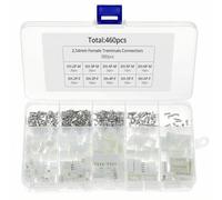 QWORK® 460 PCS 2.54mm JST-XH Connector Kit, 2/3/4/5/6 Pin Housing Female and Male Connector Plug with Crimp Terminals