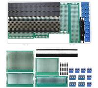 QWORK® 46Pcs PCB Board Set, Double Sided Prototype Circuit Boards with Male/Female Header & Screw Terminal Connectors