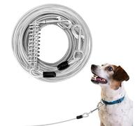 QWORK® 49.2Ft Dog Tie Out Cable, Heavy Duty 5MM Dog Chain Lead with Spring and Hook, 360° Tangle-Free, Shock Absorbing, for Running, Camping
