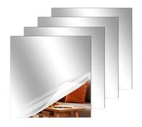 QWORK® 4Pcs 20x20cm Self-Adhesive Wall Mirror, Acrylic Mirror Sheets 2mm Thick, for Bedroom, Bathroom