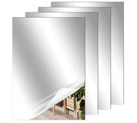 QWORK® 4Pcs A4 Self-Adhesive Mirror, Acrylic Mirror Sheets 2mm Thick, for Bedroom, Bathroom
