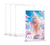 QWORK® 4pcs A5 Acrylic Sign Holder Double-Sided T-Shape Display Stand, Clear Perspex Menu Holders for Office, Restaurant, and Home Use