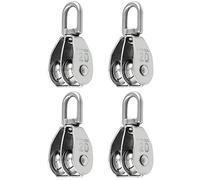QWORK® 4PCS M20 Double Pulley Block 304 Stainless Steel Double Pulley Wheel Roller for Block and Tackle Pulley System