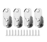 QWORK® 4PCS Oval Wardrobe Rail Ends Fits 30 x 15 mm Oval Wardrobe Rails - Zinc Alloy Rail End Supports Brackets