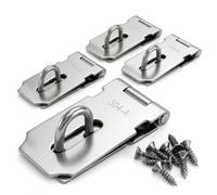QWORK® 4Pcs Padlock Hasp and Staple 3 Inch, 82mm 304 Stainless Steel Padlock Hasp with Screws, Heavy Duty Shed Door Latch for Door Shed Window Drawer